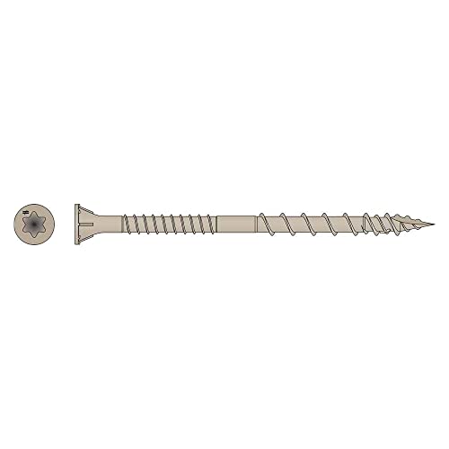 Simpson Strong-Tie DSVT3R5LB Deck-Drive DSV Wood Screw — 10 x 3 in. T-25, Flat Head, Quik Guard, Tan (5 lb.)