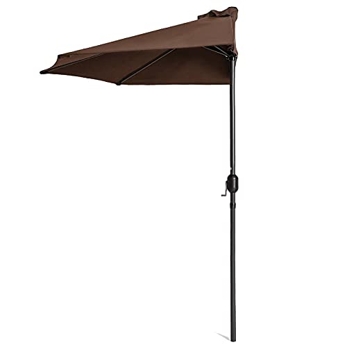 Parasol demi-lune 3m marron foncé CLSDRZC grand parasol de marché balcon