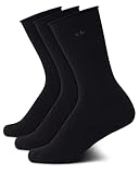 Calvin Klein Womens Crew Socks - 3 Pack Soft Cotton Blend Roll Cuff Mini/Mid Crew Dress Socks for Women (Shoe Size: 4-10), Size 4-10, Black