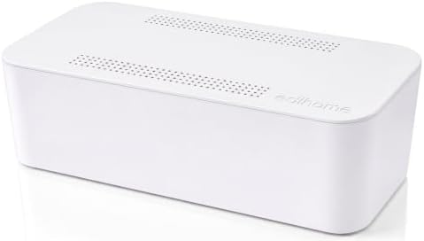 edihome, Cable Organizer Box for Desk and TV, Box for Hiding and Storing Power Strips, Router and Cables, Organizer with Ventilation, ABS Plastic, 32 x 12 x 12 cm (White)