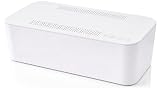 edihome, Caja Organizadora de Cables para Escritorio y TV, Caja para Ocultar y Guardar Regletas, Router y Cables, Organizador con Ventilación, Plástico ABS, 32x12x12 cm (Blanco)