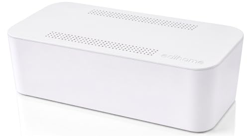 edihome, Caja Organizadora de Cables para Escritorio y TV, Caja para Ocultar y Guardar Regletas, Router y Cables, Organizador con Ventilación, Plástico ABS, 32x12x12 cm (Blanco)
