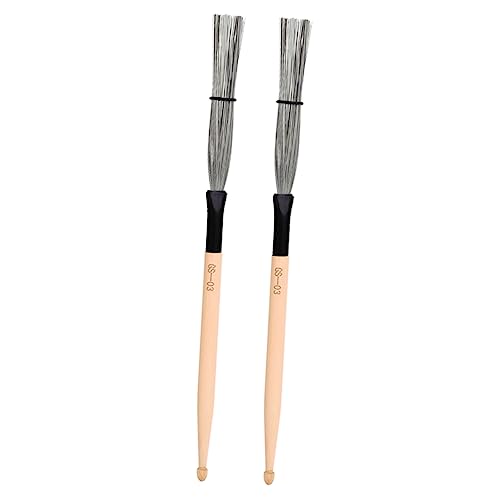 Yardwe Drum Set Accessory Maple Drumstick Brush Set Carbon Steel Drum Brush for Beginners