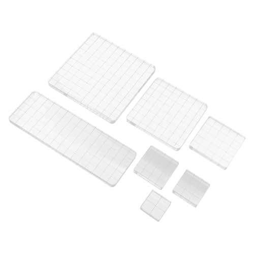Housoutil Acrylic Stamping Blocks Set 7pcs Craft Stamps Grid for DIY Stamping Projects and Scrapbooking