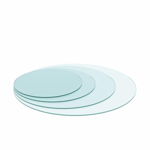 Image of 24 Inch Round Tempered Glass Table Top, 1 /4 Inch Thick Clear Glass with Polished Edge, Safety Glass Circle for Dining Table Top, Desk, Patio Base Replacement