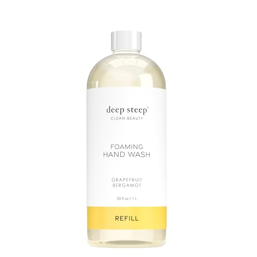 Deep Steep Foaming Hand Wash, Grapefruit Bergamot Refill, 33oz, Gentle Cleanser with Aloe, Argan Oil, Shea Butter & Hyaluronic Acid – Vegan, Clean Beauty, Soft & Hydrated Hands