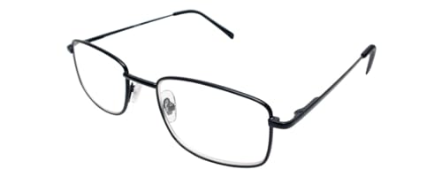 Calabria R754 Full Rim Rectangle Reading Glasses for Men with Matte Black & Clear Lenses – Metal Frame Readers | Spring Hinge Temples | Adjustable Nose Pads | Eyewear +6.00