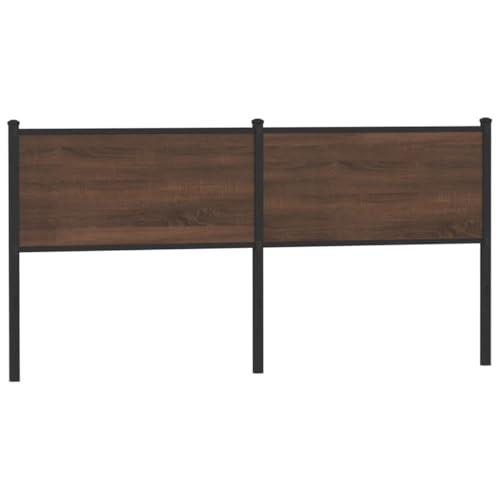 Molumvel Cabecero de cama de 180 cm, cabecero de cama efecto roble, respaldo de madera con estructura de acero resistente para cama de matrimonio