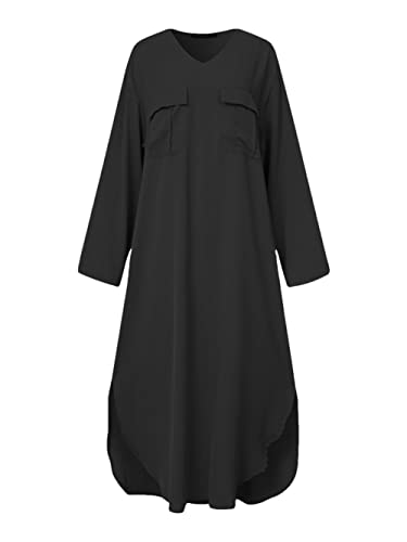 Robe longue décontractée et fluide pour vos sorties en ville style coréen noir