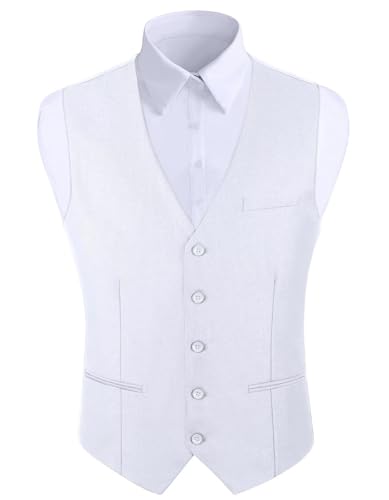 Men Suit Vest Sleeveless 3 Pockets Slim Fit Business Formal Wedding Waistcoat Dress Vest for Men