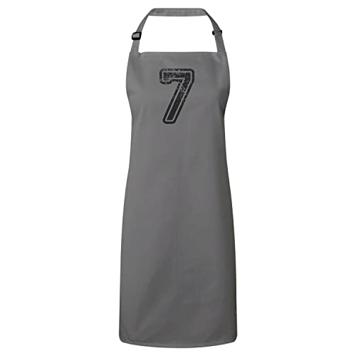 Tablier premium gris de cuisine avec numéro de maillot 7 sport noir
