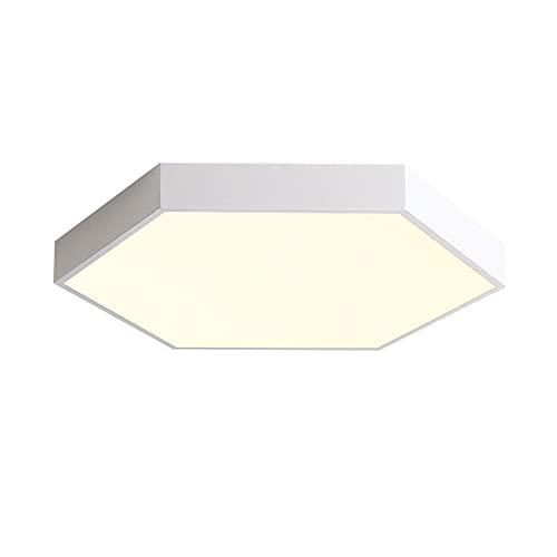 Lustre LED mince plafonnier hexagonal gris 50cm chambre 6000K