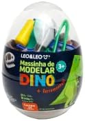 KIT MASSA DE MODELAR OVO DINO - 24 CORES MAIS 7 MOLDES LEOELEO
