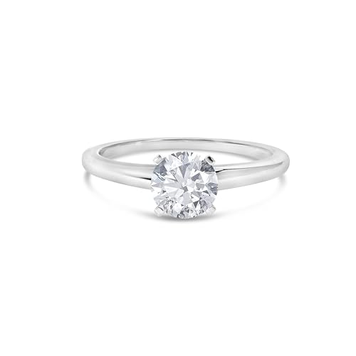 Haus of Brilliance 14K White Gold 1.0 Cttw Round Lab Grown Diamond 4 Prong Solitaire Engagement Ring (F-G Color, VS2-SI1 Clarity) - Ring Size 5
