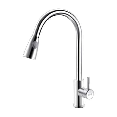 Klabb Stainless Steel Faucet S20 Single Handle High Brushed Nickel Pull Out Kitchen Faucet,Single Level Stainless Steel Kitchen Sink Faucets with Pull Down Sprayer Cover