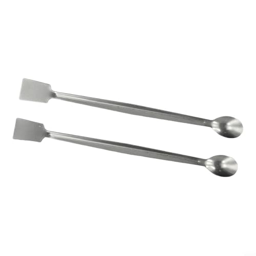 Bulevisiter Juego de cuchara y espátula de laboratorio de acero inoxidable, 20 cm, diseño de doble extremo con extremos planos y cuchara para manipular polvos o gránulos,