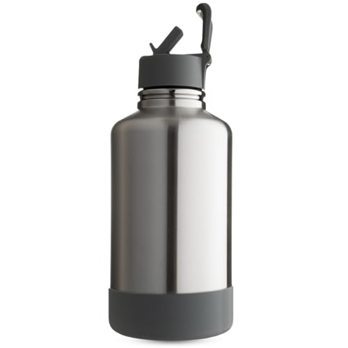 onegreenbottle One Green Bottle – Epic Stainless Steel Bottle, New Sports Cap Leakproof Bottle with Triple-Walled Vacuum Insulation, Beer Growler, Gym Keg, 64oz - Half a gallon - Stainless steel