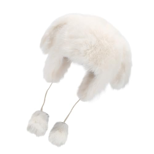 Animal Ear Plush Hat for Adult with Ear Flap Warm Furry Ushanka Hat Lovely Winter Activity Hat Windproof Trapper Hat