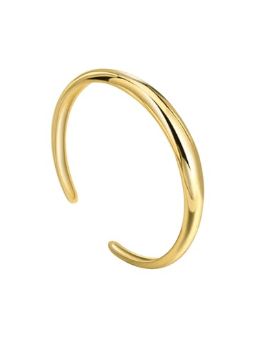Image of Charm-In Gold Chunky Cuff Bangle Bracelet for Women - 14K Gold Plated Minimalist Lightweight Jewelry Gift