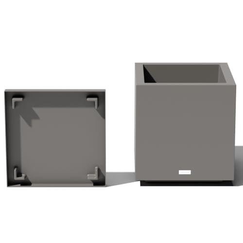 Image of Veradek Block Series Cube Planter & Drip Tray - Square Outdoor Planter Set