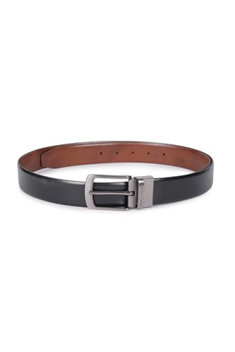 Image of Louis Philippe Men's 100% Italian Leather Brush Gun Metal Buckle Formal Reversible Belt