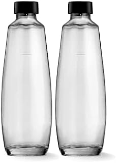 SodaStream Bipack 1L Glass Bottles compatible with Duo 2x1L carbonator, Black, 10x19.5x29