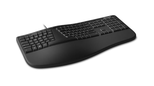 Microsoft Ergonomic Keyboard – kabelgebundene USB-Tastatur für PC & Laptops – Ergonomisch mit integrierter Handballenauflage… – Ansicht 2