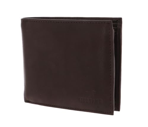 Porte-monnaie MUSTANG compact en cuir marron anti-encombrement