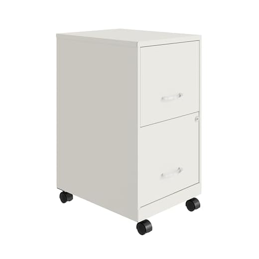 Space Solutions 2 Drawer Metal Mobile File Cabinet with Lock, Letter Size, White, Fully Assembled
