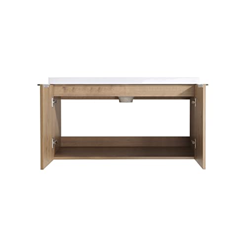 Ssline Wall Mounted Bathroom Vanity With Sink Combo Modern 36-Inch Single Bathroom Vanity Set With Top Basin & Storage Cabinet Wood Hanging Bath Cabinet W/Resin Sink For Apartment Dorm (36"-Brown) #TOP5