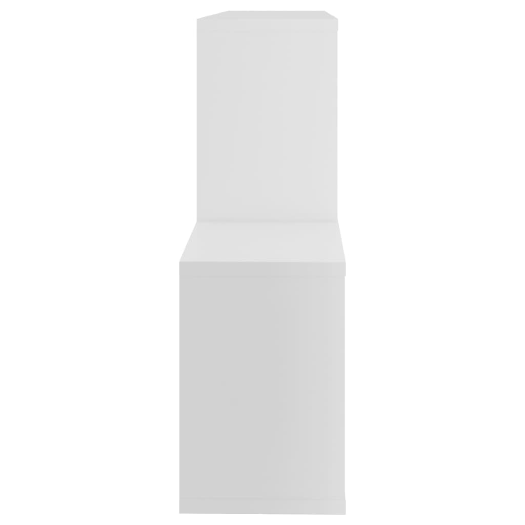 Mensola da parete in legno bianco, 100 x 18 x 53 cm, libreria da parete, mensola angolare da parete, sottile per soggiorno, camera da letto