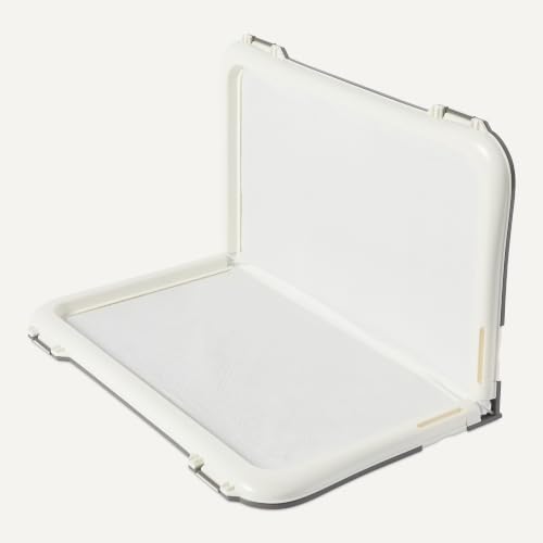 Image of Amazon Basics Dog Training Pad Holder with Secured Latches, Extra Thick and Non-Slip Base, Recycled Plastic, 28 x 34 inch, Large, White and Charcoal