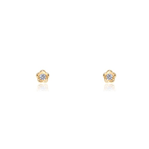 Pendientes Bebe primera Postura Margarita (9kts) - Estuche Regalo - Certificado de Garantía - Mondepetit