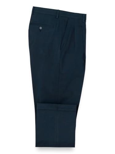 Paul Fredrick Men's Cotton Stretch Twill Pleated Pants