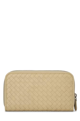 Pre-Loved Beige Intrecciato Studded Zip Around Wallet, Beige3