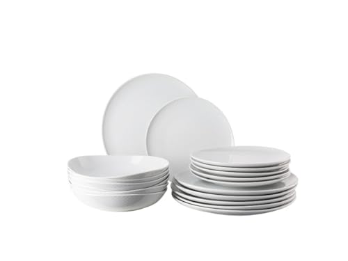 Rosenthal Junto Weiss Geschirrset – 18 teilig für 6 Personen, Kombiservice aus Porzellan, Modernes Geschirr Weiß