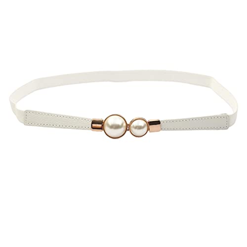 Dress Belt Temperament Decorative Portable Lady Pearl Buckle Dress Belt Skinny Waistband for Daily Wear