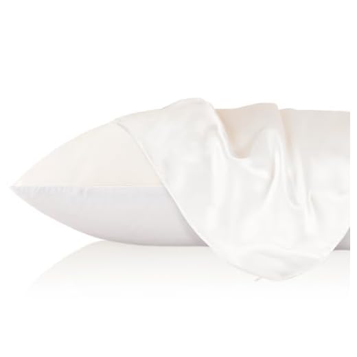 LILYSILK Seidenkissenbezug 40x80 Uniseite 100% Natürliche Maulbeerseide Kissenbezug, Uniseite aus Baumwolle Kopfkissenbezug mit Reißverschluss Haar- und Hautpflege Seidenbezug 1 Stück—Elfenbein