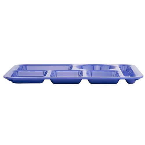 Plateau repas 4 compartiments bleu paon plastique rigide et lavable pour self-service - 3