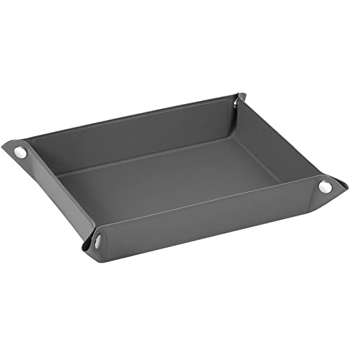 Luxspire Valet Tray, PU Leather Tray, Catchall Tray, Men Women Jewelry Key Tray, Desk Storage Plate for Key Coin Phone Jewelry Wallet, Medium Size, Gray