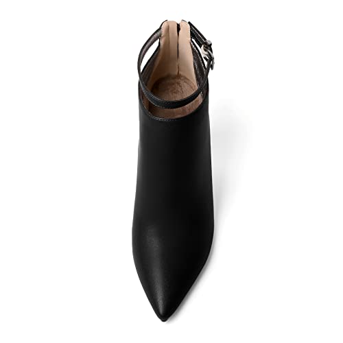 Soireelady Women Ankle Boots Pointed Toe Block Heel Ankle Booties Chunky High Heel Ankle Boots Classic Ankle Booties with Zipper Comfortable Adjustable Strap Ankle Boots3