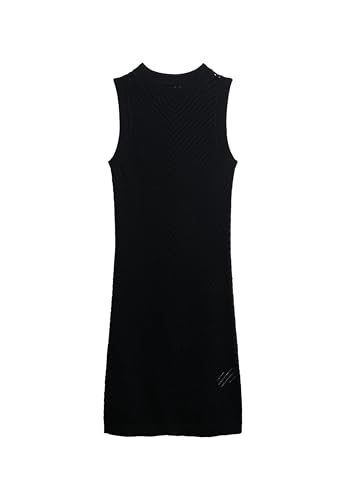 Superdry Damen Chevron Häkel-Minikleid Schwarz 40