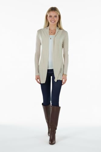 Image of ToBeInStyle Womens Open Front Long Sleeve Lightweight Asymmetrical Draped Cardigan with Side Pockets