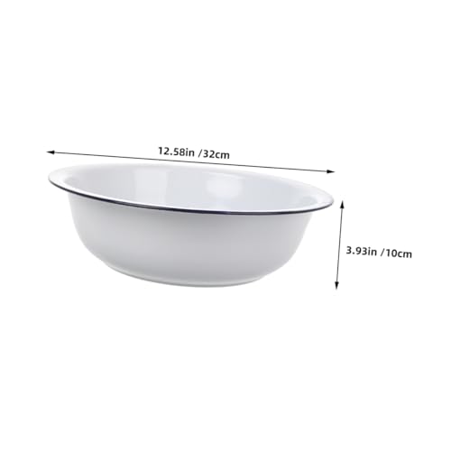 Tazón esmaltado grande oval blanco 32 cm miniatura 2