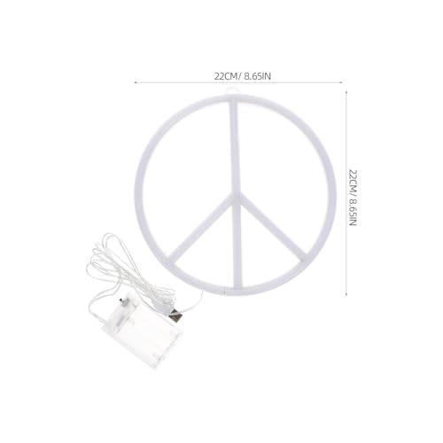 Image of OSALADI Neon Peace Sign Led Light 8.66 Inch Battery Operated USB Powered Night Lamp Light up Peace Sign for Wall Decor for Bedroom Party Home