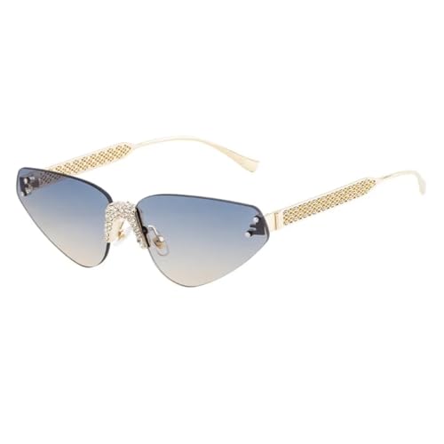 Lunettes de soleil œil de chat sans monture UV400 pour femme et homme style punk vintage