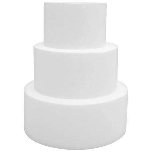 Milisten 3 Piezas Molde redondo para tarta de espuma Modelos de pasteles falsos Modelos de pasteles para practicar maniquíes de pastel circular practicando muñecos de pastel