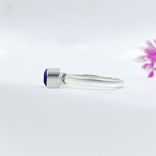 Bague en larimar véritable et argent qui ne noircit pas pour peau sensible
