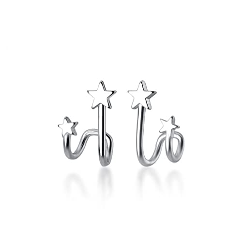 Boucles d'oreilles double étoiles argent sterling 925 femmes