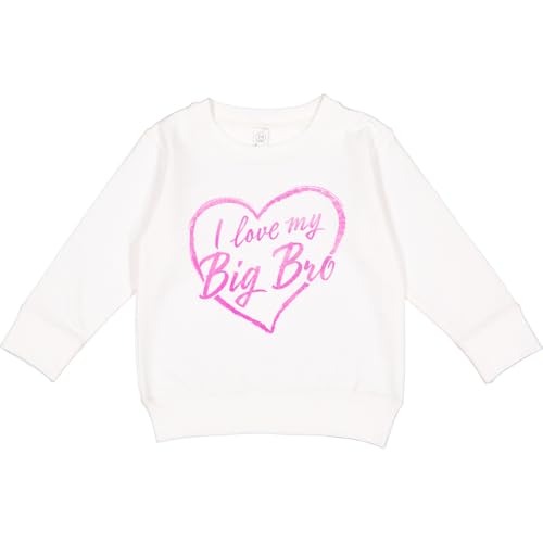 inktastic I Love My Big Bro in Pink Chalk Heart Toddler Sweatshirt 2T White 37b35